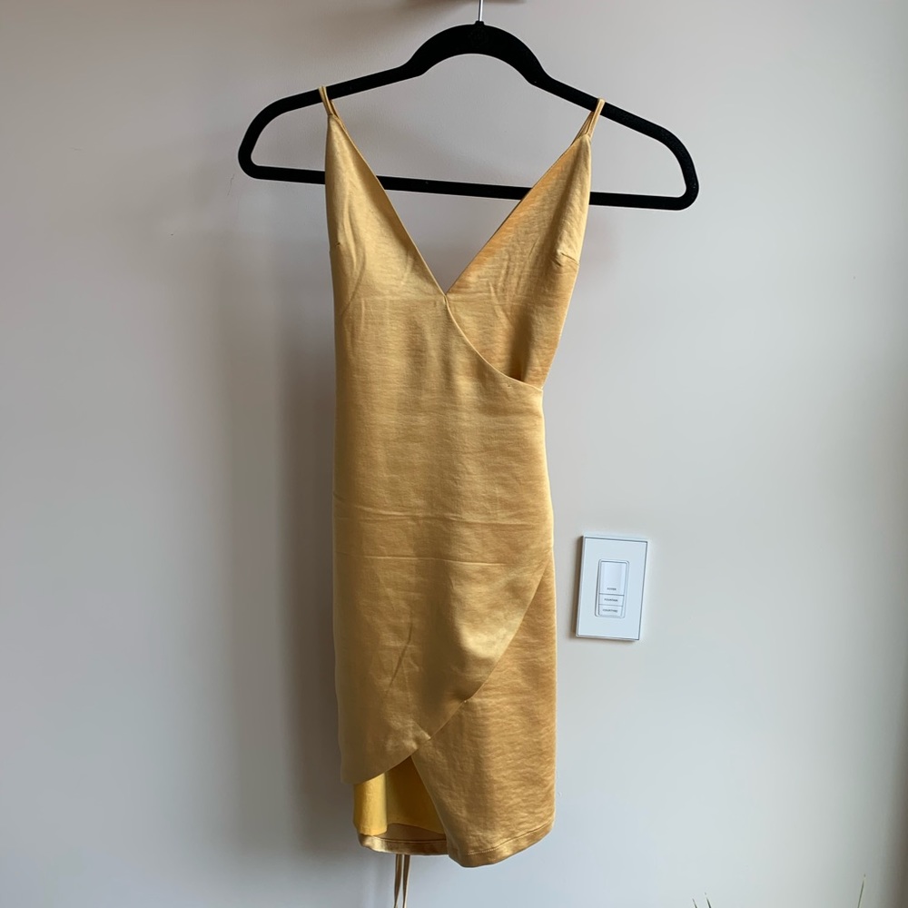 gold wrap dress size s